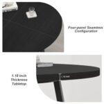 LVB Black Round Dining Table. Modern Wood Metal Kitchen Table. Industrial Small Dinner Room for 4 to 6 People. Circle Coffee Dining Room for Home Kitchen Living Room. Black Oak. 51 Inch