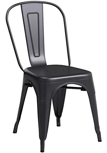 FDW Metal Dining Chairs Set Of 4 Indoor Outdoor Chairs Patio Chairs Kitchen Metal Chairs 18 Inch Seat Height Restaurant Chair Metal Stackable Chair Tolix Side Bar Chairs 330LBS Weight Capacity