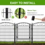 10 Panels No Dig Decorative Garden Fence with Gate. GATKITOM 31.3in(H) x 21.7ft(L) Rustproof Animal Barrier Metal Dog Fence Outdoor for Yard. Patio. Temporary Garden Fencing with Ground Stakes