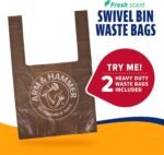 Arm & Hammer Dog Pooper Scooper Swivel Bin & Rake. Poop Scoop for Dogs. Black (2 Heavy Duty Scented Waste Bags Included)