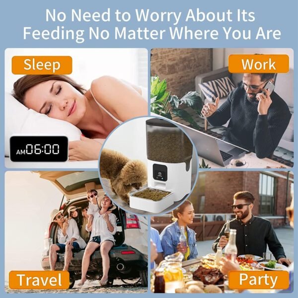 Smart Automatic Cat Feeders: WiFi Pet Feeder with APP Control for Remote Feeding. Detachable for Easy Clean. Automatic Cat Food Dispenser with Alexa.1-30 Meals Per Day for Dog (6L/25Cup)