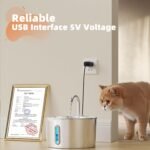 Cat Water Fountain Stainless Steel: Cat Fountain for Drinking - Automatic Pet Water Fountain for Cats Inside - 74oz/2.2L Dog Water Dispenser Drinking Supplies Metal Kitty Spout Animal Waterer Bowl